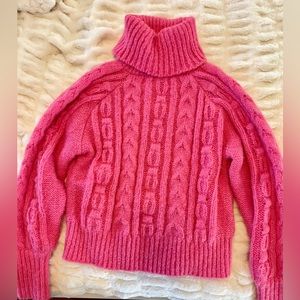 Pink Chunky Turtleneck Sweater